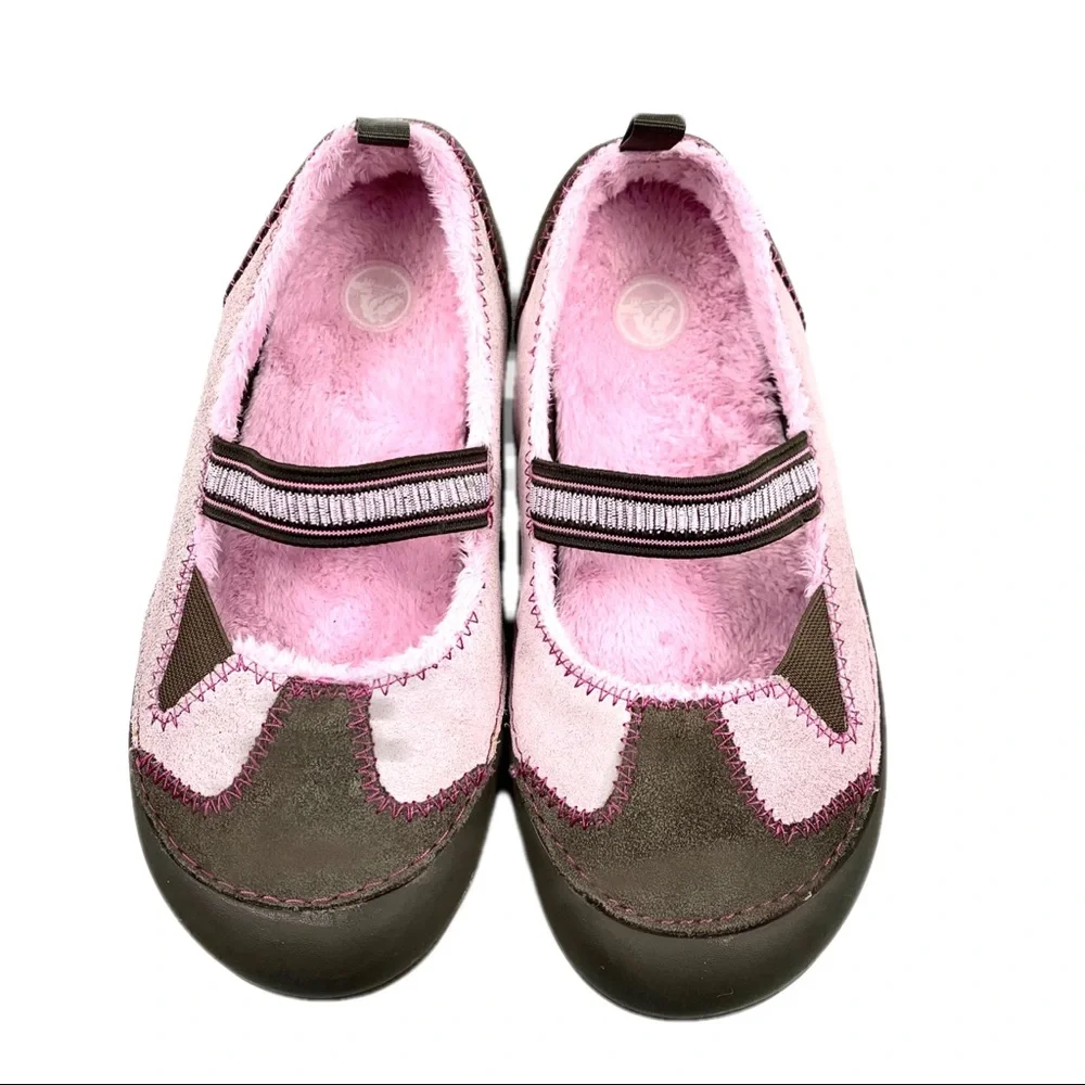 Crocs Big Girls Size 2 Brown & Pink Suede MaryJane